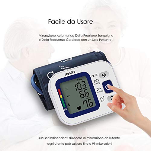 Misuratore di Pressione da Braccio Professionale,Sfigmomanometro Digitale con USB Ricaricabile Misurazione Automatic di Pressione Arteriosa e Battito Cardiaco,2 x 99 Misurazioni Memoria - 3