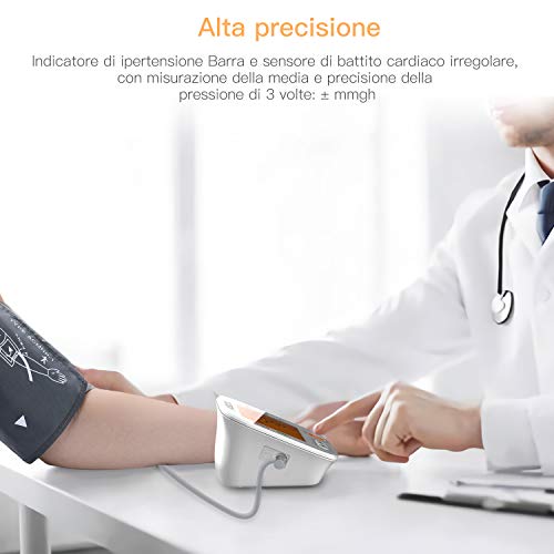 Misuratore della Pressione da Braccio, Sfigmomanometro Automatico con Grande Schermo Retroilluminato, Identifica i Battiti Irregolari per 2 Utenti (2×90 Gruppi di Memoria), Bracciale Largo 22cm-42cm - 4