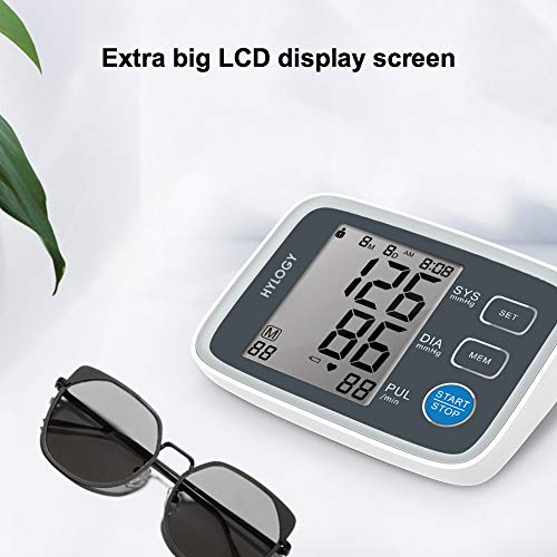 HYLOGY Misuratore Pressione da Braccio Digitale, Sfigmomanometro da Braccio Pressione Arteriosa, Grande Schermo LCD, 2 * 90 Posizioni di Memoria (grigio) (GRIGIO) - 3