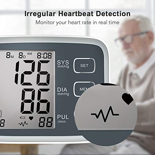 HYLOGY Misuratore Pressione da Braccio Digitale, Sfigmomanometro da Braccio Pressione Arteriosa, Grande Schermo LCD, 2 * 90 Posizioni di Memoria (grigio) (GRIGIO) - 4