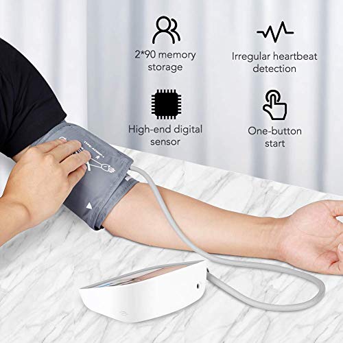 HYLOGY Misuratore Pressione da Braccio Digitale, Sfigmomanometro da Braccio Pressione Arteriosa, Grande Schermo LCD, 2 * 90 Posizioni di Memoria (grigio) (GRIGIO) - 5