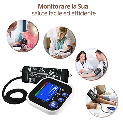 Mpow Bluetooth Automatico Misuratore Pressione, App Gratuita per Smartphone, Ampio Display LCD Retroilluminato, Operazione a Un Tasto, 60 Memoria, Confortevole Fascia da Braccio Superiore (22cm-32cm) - 7