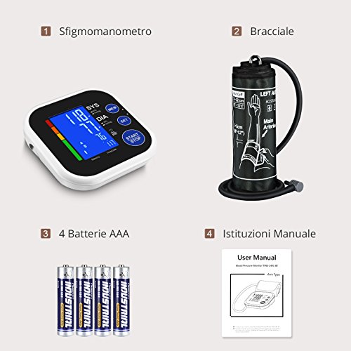 Mpow Bluetooth Automatico Misuratore Pressione, App Gratuita per Smartphone, Ampio Display LCD Retroilluminato, Operazione a Un Tasto, 60 Memoria, Confortevole Fascia da Braccio Superiore (22cm-32cm) - 9