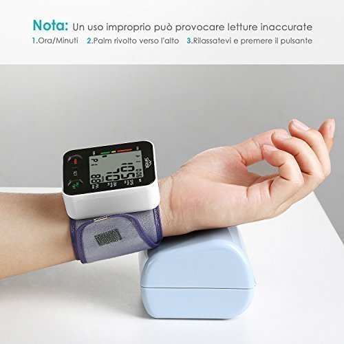 SIMBR Misuratore di Pressione da Polso Digitale per Uso Domestico Completamente Automatico e Precisione,Monitor della Pressione Arteriosa con 180 Memorie per 2 Utenti, Portatile,Certifica CE/ROHS/FDA - 2