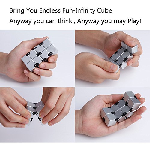 EKKONG Fidgeting di edc di novità – Fidget Cube in Stile con Il cubo Infinite Cube Infinity Cube Fidget Cubo Stress Relief e Ansia Giocattolo per Bambini e Adulti (Argento) - 2