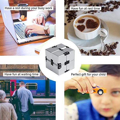 EKKONG Fidgeting di edc di novità – Fidget Cube in Stile con Il cubo Infinite Cube Infinity Cube Fidget Cubo Stress Relief e Ansia Giocattolo per Bambini e Adulti (Argento) - 6