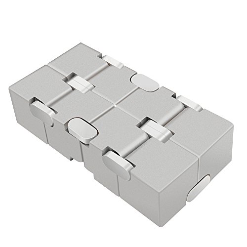 LilBit Fidget Hand Finger Infinity Cube Giochi Giocattolo, Lega di Alluminio, Stress Relief Toys per Anxiety Autism ADD ADHD EDC Bambini / Adulto Argento - 2