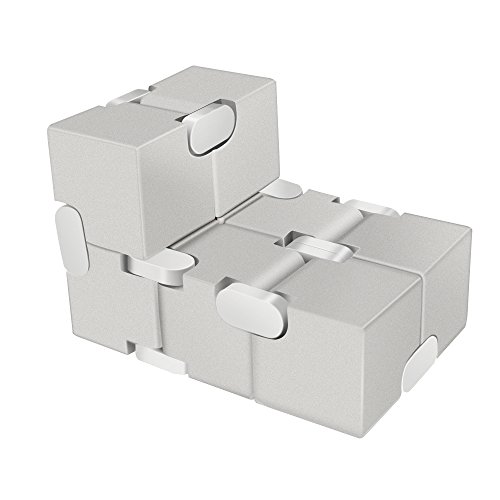 LilBit Fidget Hand Finger Infinity Cube Giochi Giocattolo, Lega di Alluminio, Stress Relief Toys per Anxiety Autism ADD ADHD EDC Bambini / Adulto Argento - 3
