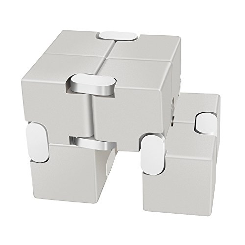 LilBit Fidget Hand Finger Infinity Cube Giochi Giocattolo, Lega di Alluminio, Stress Relief Toys per Anxiety Autism ADD ADHD EDC Bambini / Adulto Argento - 4