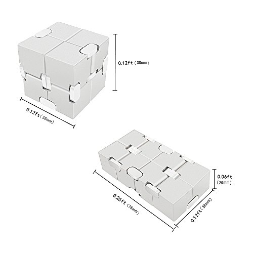 LilBit Fidget Hand Finger Infinity Cube Giochi Giocattolo, Lega di Alluminio, Stress Relief Toys per Anxiety Autism ADD ADHD EDC Bambini / Adulto Argento - 5