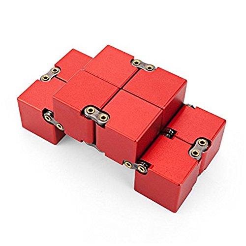 KENROLL Infinity Fidget Magic Cube Sensory Toy Alluminio Puzzle Box Design Anti Stress e sollievo di ansia Promuove la messa a fuoco, la chiarezza (Rosso) - 3