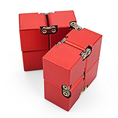 KENROLL Infinity Fidget Magic Cube Sensory Toy Alluminio Puzzle Box Design Anti Stress e sollievo di ansia Promuove la messa a fuoco, la chiarezza (Rosso) - 5