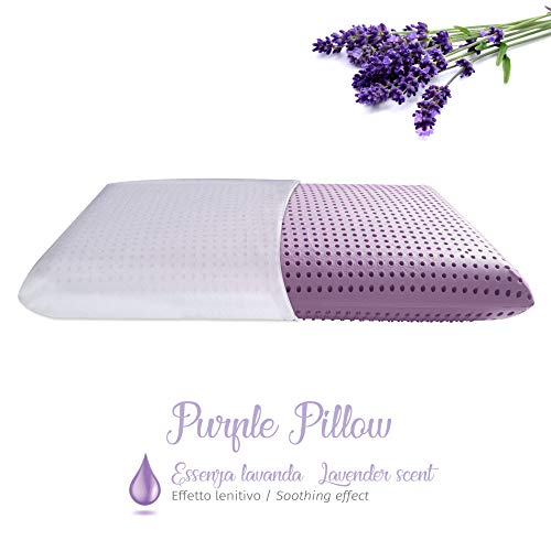 Cuscino viola in Memory Foam a Base d’Acqua alle Essenze Naturali Altamente Traspirante (Purple Pillow – Essenza di Lavanda – Effetto Lenitivo) - 2