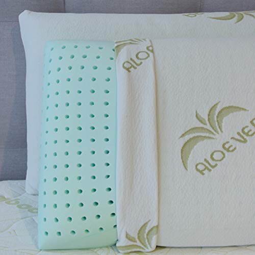 Baldiflex, Coppia Cuscini Memory Foam Ecologico Ecogreen Altezza 15 cm Fodera in Aloe Vera, Verde - 3