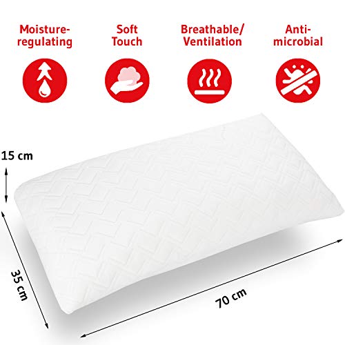 Pillow Lovers Cuscino Sandwich | Doppia Confezione | 90% Imbottitura in Memory Foam | Federa in Tencel | Ipoallergenico | Ottima igiene | Made in Europa | 40 x 80 - 3