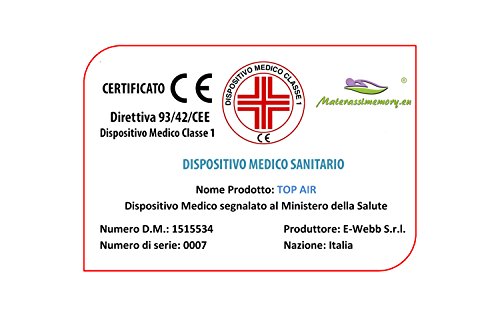 Materasso Memory Matrimoniale modello Top Air misura 160×190 Alto 25 cm con Dispositivo medico classe 1 detraibile con 7 zone differenziate e Rivestimento Aloe Vera con guanciali TULIP MED in omaggio - 6