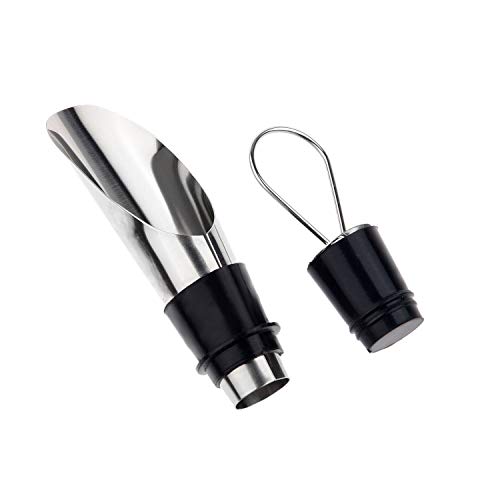le bottiglie di vino in acciaio inossidabile aerating beccuccio e sommelier con tappo di bottiglia di liquore e vino – set (5 confezioni regalo) - 2