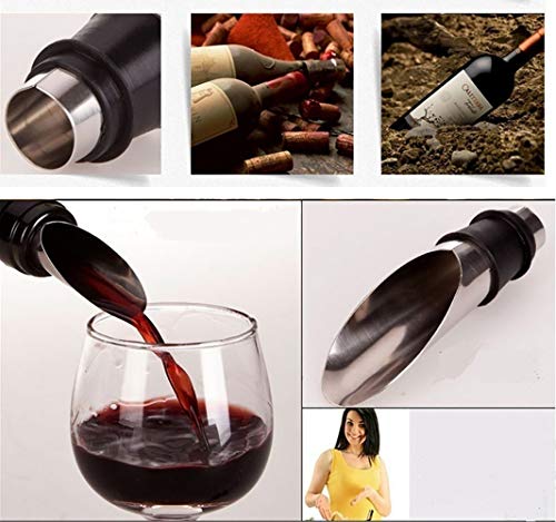 le bottiglie di vino in acciaio inossidabile aerating beccuccio e sommelier con tappo di bottiglia di liquore e vino – set (5 confezioni regalo) - 6