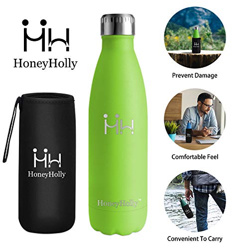 HoneyHolly Bottiglia di Acqua 350/500/750ml, in Acciaio Inox Isolamento Sottovuoto a Doppia Parete per 24 Ore Freddo & 12 Caldo, Riutilizzabile Borraccia Sportiva per Bambino, Scuola, Palestra, Sport - 2