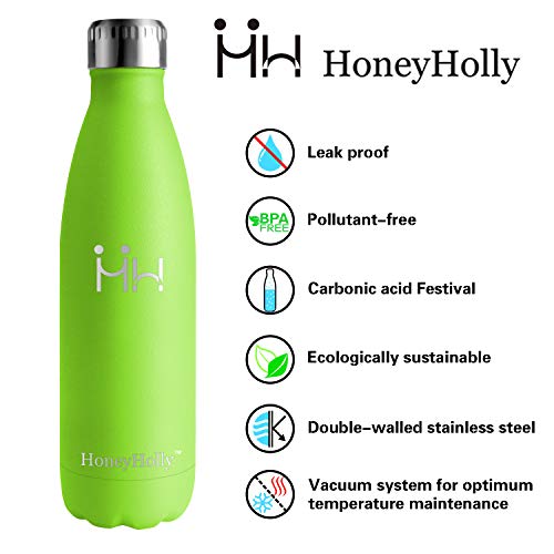 HoneyHolly Bottiglia di Acqua 350/500/750ml, in Acciaio Inox Isolamento Sottovuoto a Doppia Parete per 24 Ore Freddo & 12 Caldo, Riutilizzabile Borraccia Sportiva per Bambino, Scuola, Palestra, Sport - 5