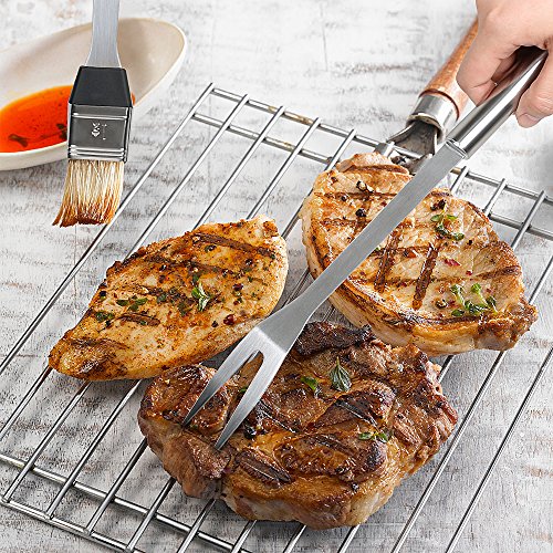 SunJas Set di Attrezzi per Barbecue per Barbecue in Acciaio Inossidabile da 24 Pezzi con Confezione Regalo – Set di Accessori per Barbecue di Cottura per Barbecue all’Aperto in Alluminio - 5