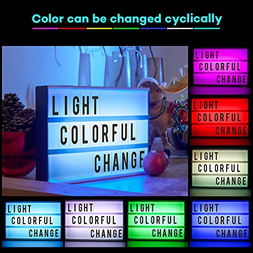 Light Box A6,CrazyFire LED Ricaricabile Cinema Box Luminosa Cinematografica Lampada,140 Lettere e Digitale,Utilizzato in Feste,Tag da Ufficio,Appuntamenti,Decorazioni da Bar(Illuminazione in 7 Colori) - 2