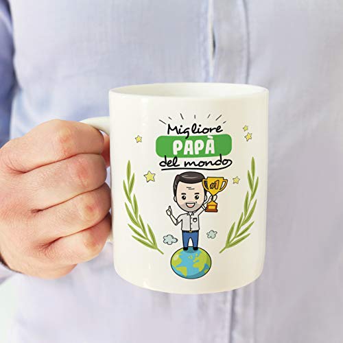 Mugffins papà Tazze Originali di caffè e Colazione da Regalare Papa – Migliore papà del Mondo – Ceramica 350 ml - 5