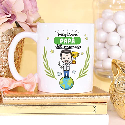 Mugffins papà Tazze Originali di caffè e Colazione da Regalare Papa – Migliore papà del Mondo – Ceramica 350 ml - 6