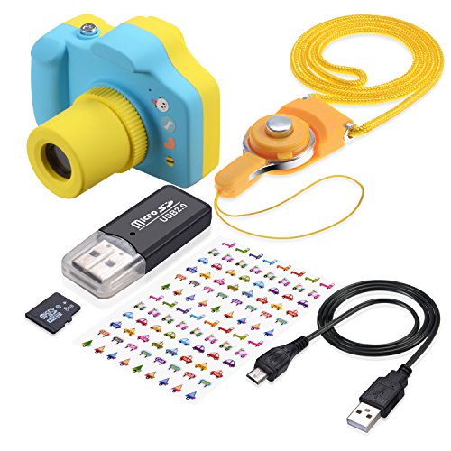 Samoleus Macchina Fotografica per Bambini, Mini Fotocamera Digitale Portatile, Digital Camera Kids Videocamera HD 1080P / 5MP / LCD da 1.5 Pollici / con Scheda SD da 8 GB (Blu) - 6