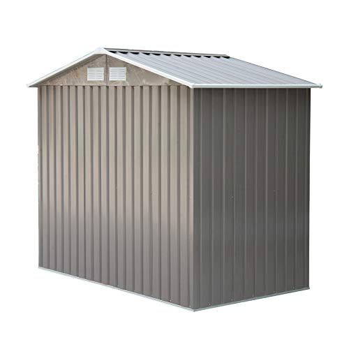 Outsunny Cabina Casetta da Giardino Porta Utensili in Lamiera di Ferro, Grigio, 213x127x185cm - 8