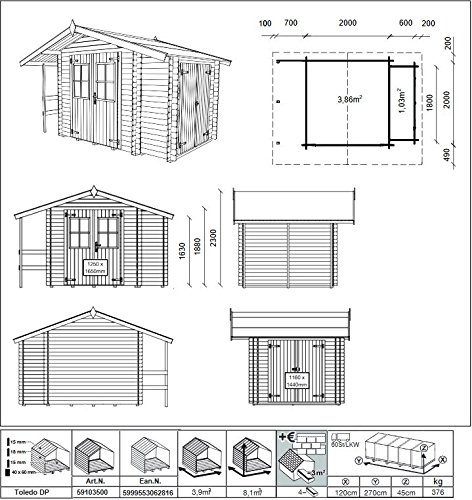 Margherita – Casetta da giardino in legno colore abete naturale Gartenpro - 2