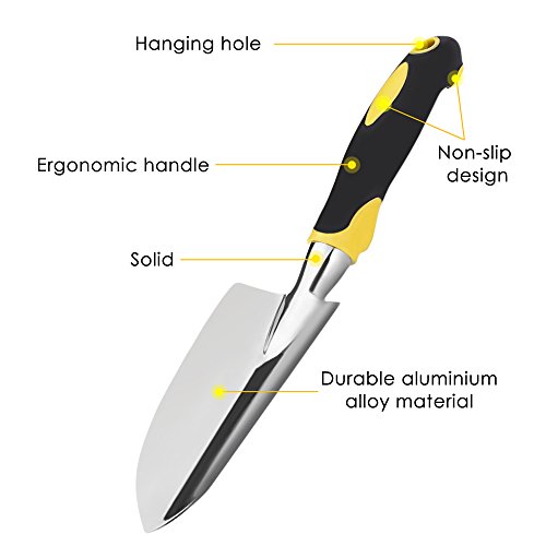 Strunmenti Attrezzi, Set da Giardino,Garden Tool set 6 Utensili in Lega di Alluminio con Manici Ergonomici,con un Durevole Jean Tessuto Borsa - 4