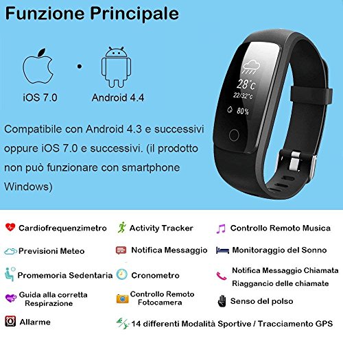 Willful Fitness Tracker Orologio Cardiofrequenzimetro da Polso Smartwatch Android iOS Smart Watch Donna Uomo Bambini Impermeabile IP67 Contapassi Cronometro per iPhone Samsung Xiaomi Huawei - 2