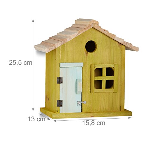 Relaxdays 10020735_53 Nido Artificiale Casetta per Uccellini Porta Finestra Legno Piccola Apertura HLP: 25,5 x 15,8 x 13 cm Verde Chiaro - 3