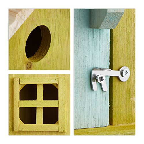 Relaxdays 10020735_53 Nido Artificiale Casetta per Uccellini Porta Finestra Legno Piccola Apertura HLP: 25,5 x 15,8 x 13 cm Verde Chiaro - 5