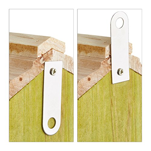 Relaxdays 10020735_53 Nido Artificiale Casetta per Uccellini Porta Finestra Legno Piccola Apertura HLP: 25,5 x 15,8 x 13 cm Verde Chiaro - 6