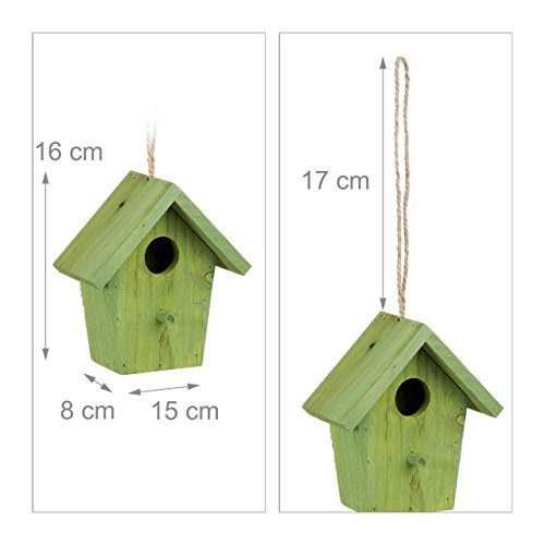 Reladays Casa per uccelli colorata legno piccola casetta decorazione primaverile HLP: 16 x 15 x 8 cm verde - 2