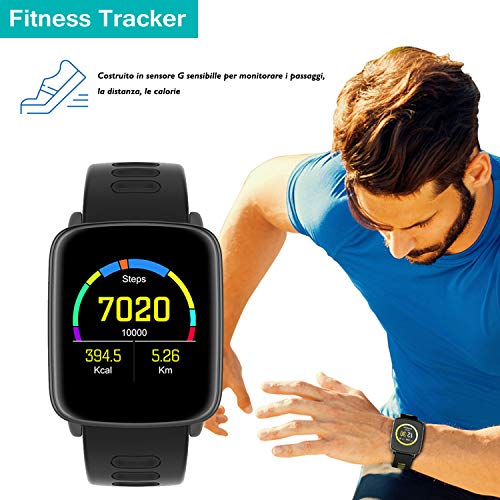 YAMAY Smartwatch Fitness Tracker Android iOS Impermeabile IP68 Uomo Donna Bambini Smart Watch Orologio Cardiofrequenzimetro da Polso Braccialetto Sport Contapassi Cronometro per iPhone Samsung Huawei - 3