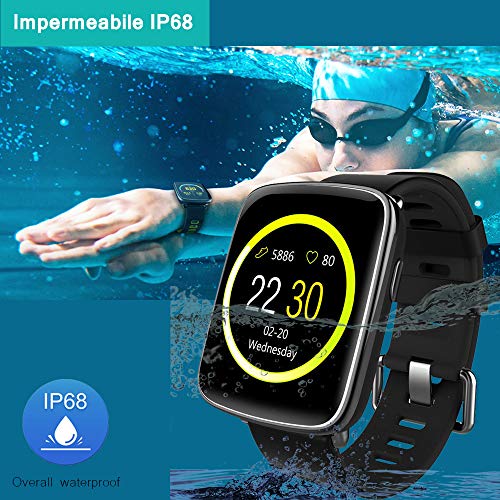 YAMAY Smartwatch Fitness Tracker Android iOS Impermeabile IP68 Uomo Donna Bambini Smart Watch Orologio Cardiofrequenzimetro da Polso Braccialetto Sport Contapassi Cronometro per iPhone Samsung Huawei - 5