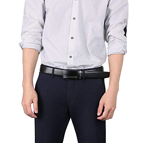 flintronic ® Cintura da Uomo in Pelle con Fibbia Automatica, Moda Cintura a Cricchetto 3.5cm * 130cm, con Portachiavi e Confezione Regalo - 7