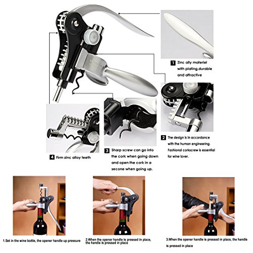 Yobansa®, scatola di vino in poliuretano con accessori, set regalo con apribottiglie e tappo da vino, kit di accessori da vino 9 Set of Pu Box Wine Set - 3