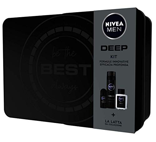 Nivea Men Deep Kit Set Regalo Uomo con Deep Schiuma da Barba 200 ml, Deep Deodorante Roll-on Antitraspirante 50 ml, Deep Lozione Dopobarba 100 ml - 2