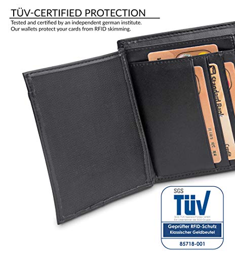 TRAVANDO ® Portafoglio Uomo „RIGA“ con protezione RFID | Porta Carte di Credito nero con Portamonete, Borsellino, Portafogli in formato Verticale | Porta Banconote | Wallet Porta monete Regalo - 2