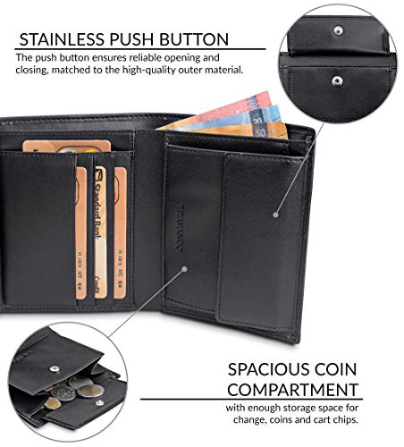 TRAVANDO ® Portafoglio Uomo „RIGA“ con protezione RFID | Porta Carte di Credito nero con Portamonete, Borsellino, Portafogli in formato Verticale | Porta Banconote | Wallet Porta monete Regalo - 5