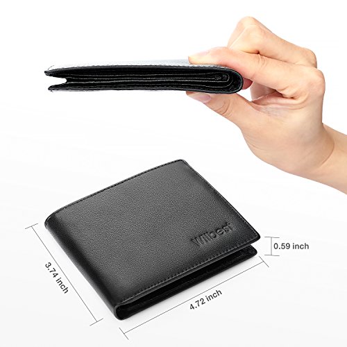 Portafoglio Uomo Vera Pelle Blocco RFID. Piccolo Portafoglio Con Portamonete Portafogli e Porta Chiavi Confezione Regalo, Porta tessere tascabile documenti, Raccoglitore tessere banconote sottile-NERO - 7