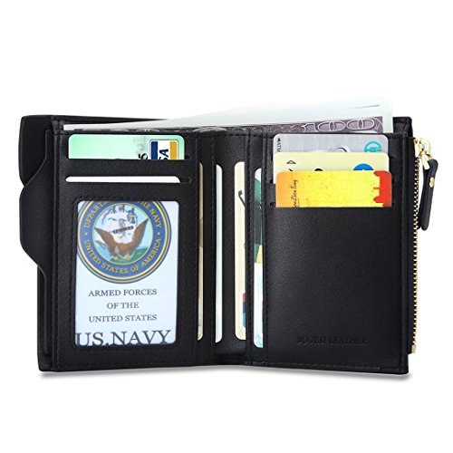 MPTECK @ Nero Portafoglio uomo di pelle PU con porta moneta e rimovibile porta carte per carte di credito patente di guida Carta d’identità - 2