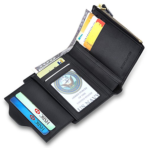 MPTECK @ Nero Portafoglio uomo di pelle PU con porta moneta e rimovibile porta carte per carte di credito patente di guida Carta d’identità - 3
