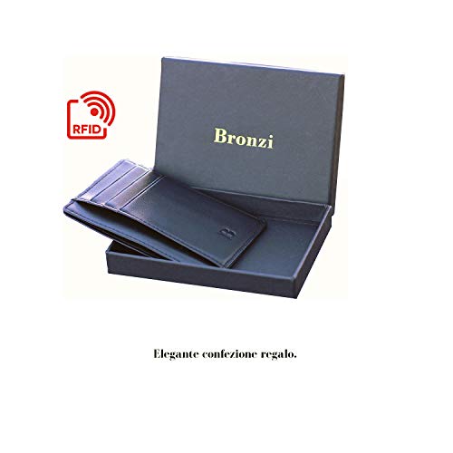 Portafoglio BRONZI® Portafoglio Uomo Piccolo Sottile e Elegante – Blocco RFID – Nero In Pelle di Alta Qualità – Porta Tessere Porta Documenti Porta Carte Di Credito – Design 2019 Italiano - 7