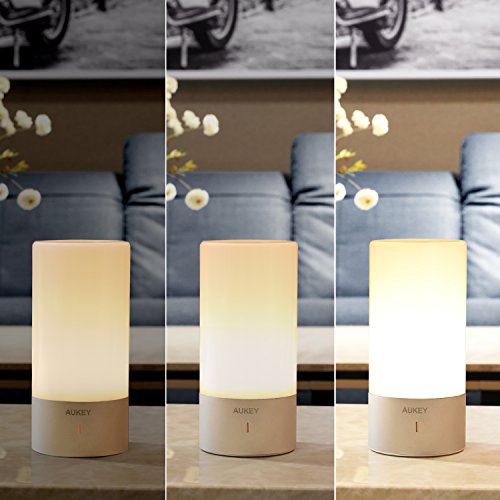 AUKEY Lampada Notturna LED, 3 Luminosità di Luce Calda+ Luce Muliticolore Regolabile RGB Lampada da Comodino con Panello di Controllo Tattile a 360 Gradi per Casa o Ufficio - 2