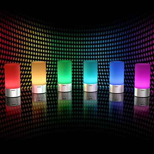 AUKEY Lampada Notturna LED, 3 Luminosità di Luce Calda+ Luce Muliticolore Regolabile RGB Lampada da Comodino con Panello di Controllo Tattile a 360 Gradi per Casa o Ufficio - 3